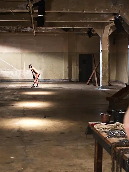 Tattooed blonde teems energy