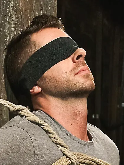 Handsome stud gets tied up and drilled in...