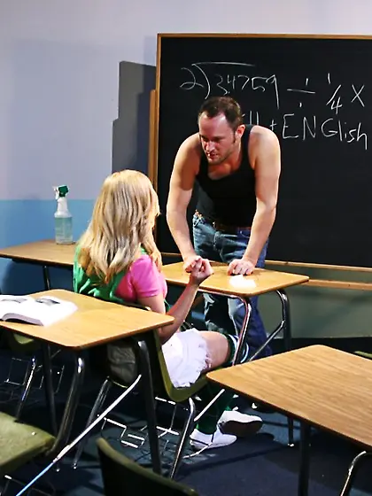 Dylan Riley is a lazy student who uses her big boobs to make a t