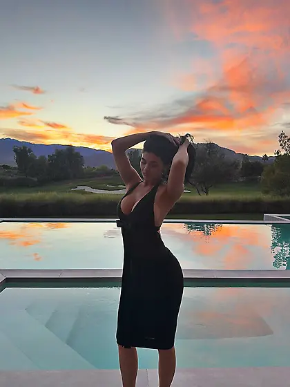 Kylie Jenner cleavage in a black dress