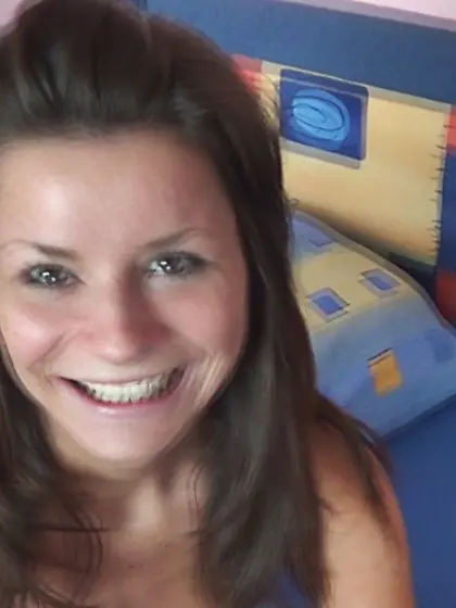 Brunette innocent smile sucking