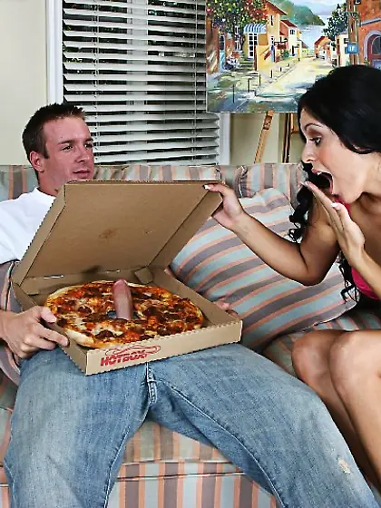 Pizza big boobs fuck
