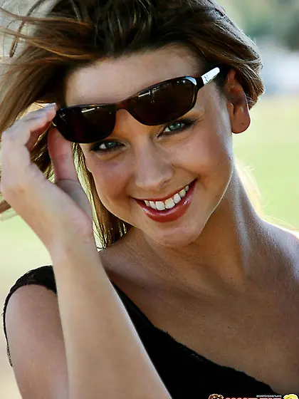 Cute Brianna Beach with sexy legs and nice boobs gets her twat h