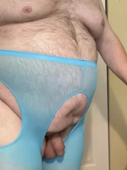 Blue suspender pantyhose