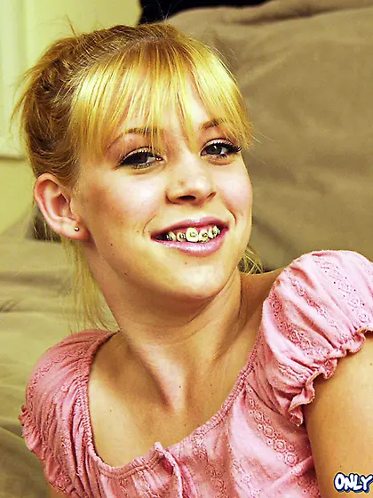 Hot blonde babe Leah Luv strips her denim mini skirt and shows u