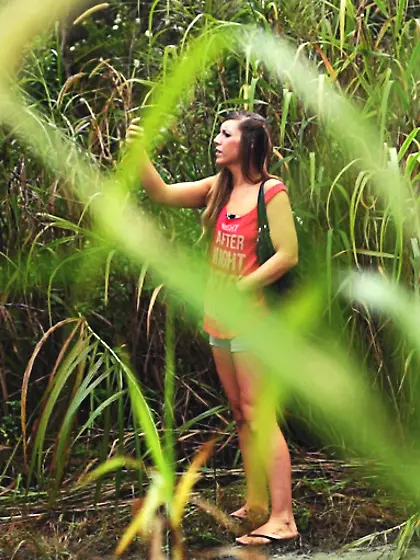 Poor brunette teen hitchhiker