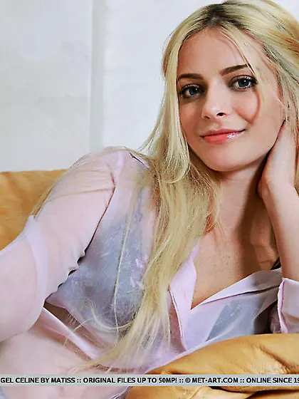 Blonde girl electric blue