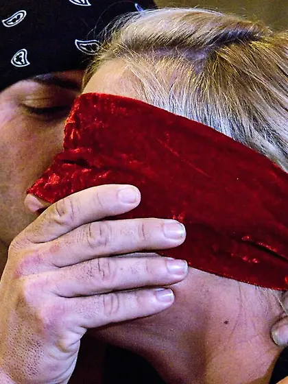 Well-shaped slave scared sex