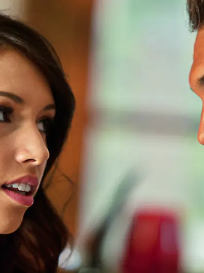 Petite brunette darling licks her boyfriend's huge cock and