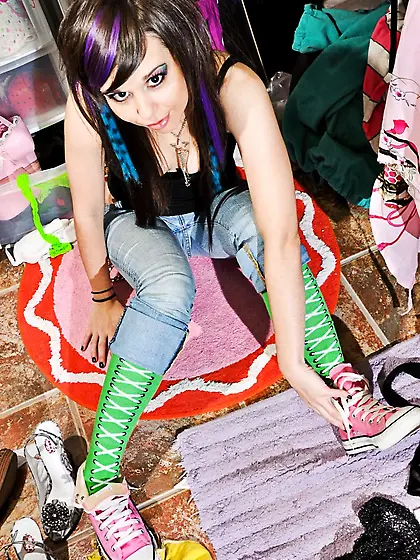 Cute solo babe Ariel Rebel,  the hot EMO girl shows her sexy body