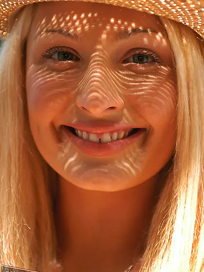 Big breasted blonde cowgirl Leola Jossi takes off her red top an