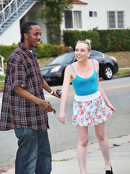 Adorable Miley Cyrus knock off getting fucked by two BBCs