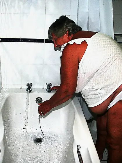Fat granny body wet