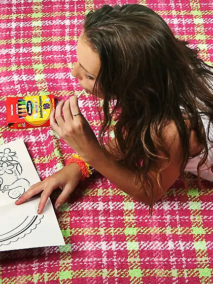 Tresseme Nubiles strips her skirt off on the bed and shows us he