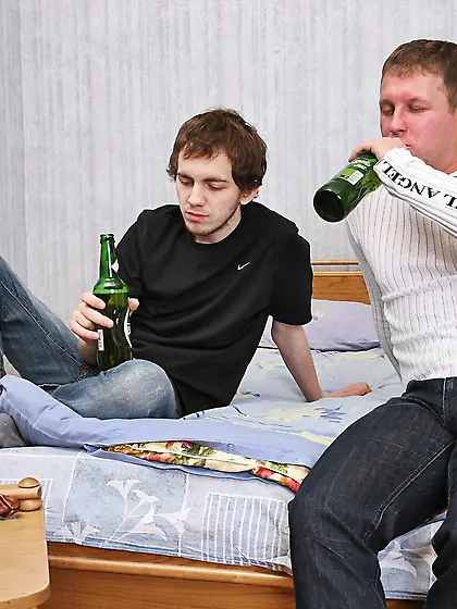 Two boys were drinking