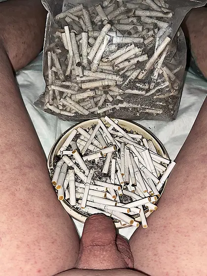 Sissy’s weekly ashtray- sissy couldn’t cum!