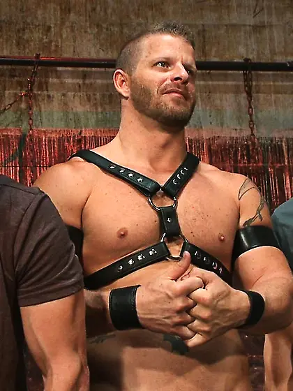 Rough threesome with horny gay dudes in bondage