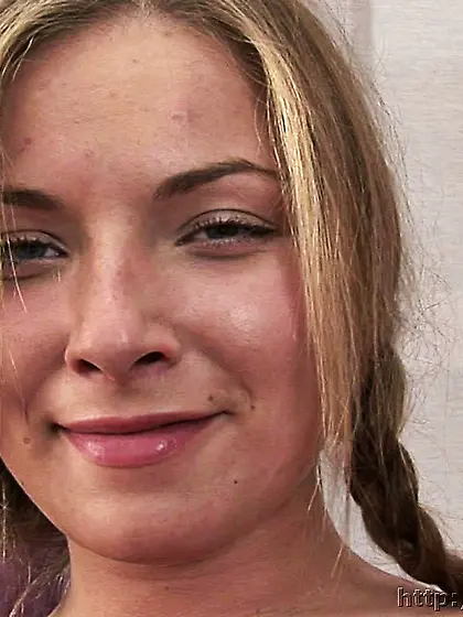 Russian teen blonde plays with panties in the pussy and