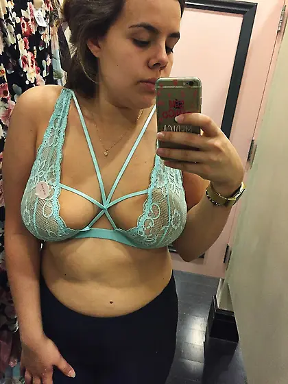 Chubby girl with saggy big tits