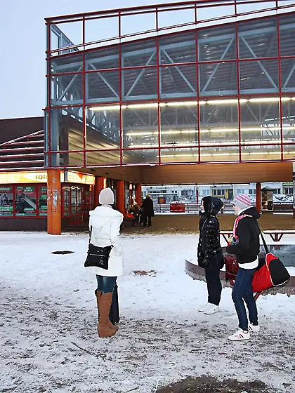 Four girlfriends flash tits in the snow and play kinky sex games