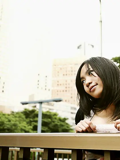 Get your great chance to peek inside Mio Idols top and her tiny