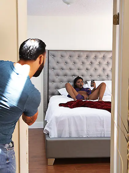 Tight pussy black step-sister gets destroyed by a humongous cock