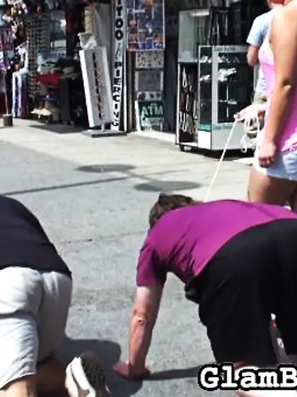 Poor dude dog-leash humiliated