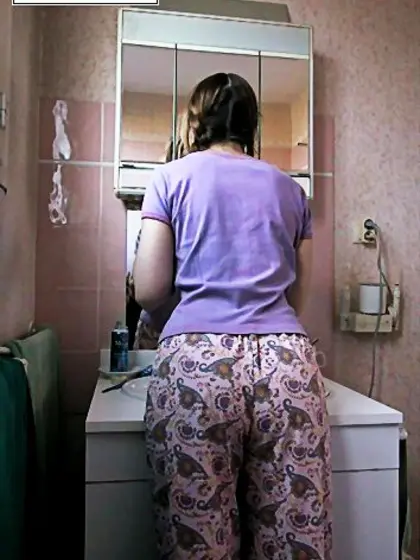 Lovely brunette teen pijama