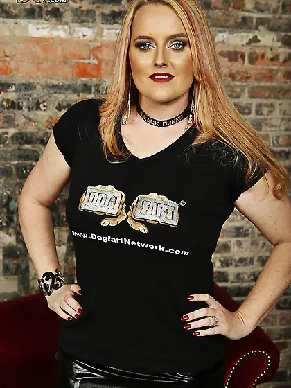 Pudgy blonde in a collar fucks a black guy in front of her cuck