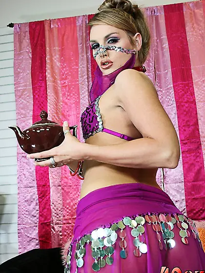 Sassy blonde Brianna Love in oriental outfit has an insane fuck