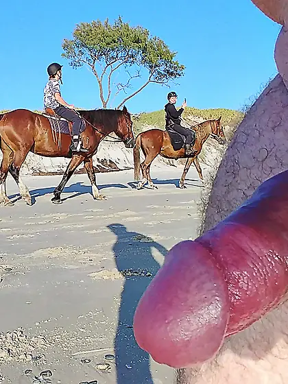 Public erection CFNM flasher exhibitionist beach