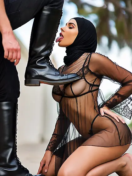 Sand nigger licking white man boot