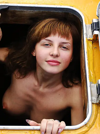 Vika Z strips all of her clothes on the fisherman boat and shows