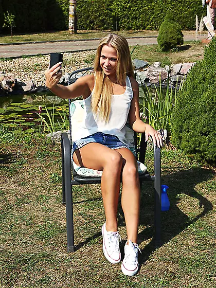 Hot-shaped teen naked playing