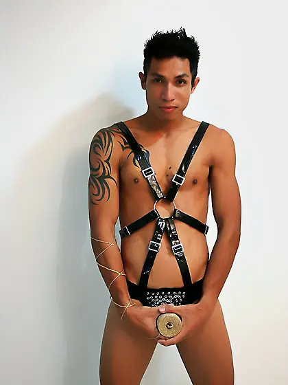 Asian twink black silver