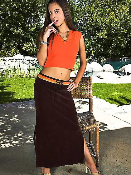 Small titted latina girl Isabella Sky strips naked and exposes h