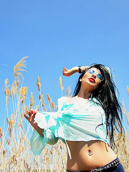 White girl black hair