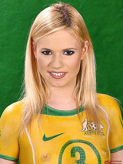 Body art cutie Yasmine Gold pretends that she wears Australian g