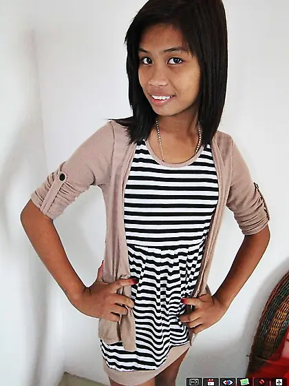 Skinny shaved asian teen