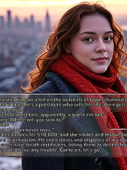 A woman standing on a hill on the outskirts of sun