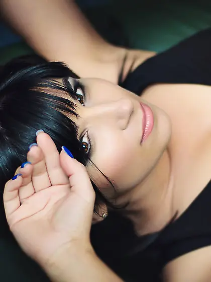 White girl black hair