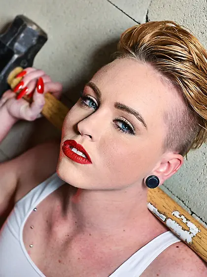 Short haired lass white