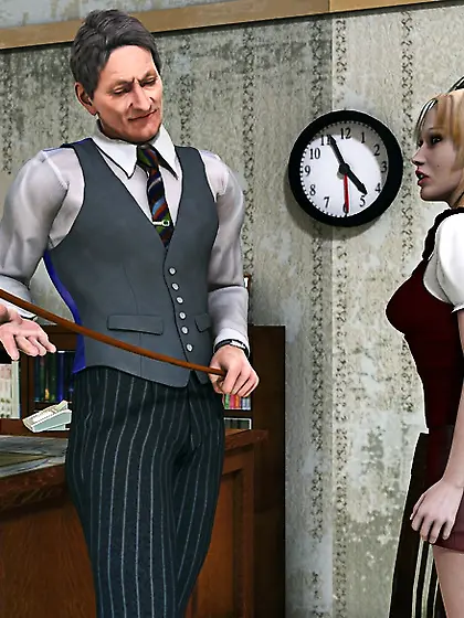 Young cutie caned by distinguished gent