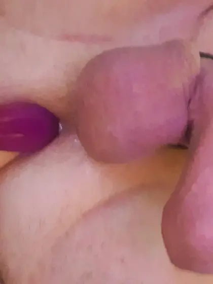 my husband jerks off his cock with 2 dildos in his ass loves