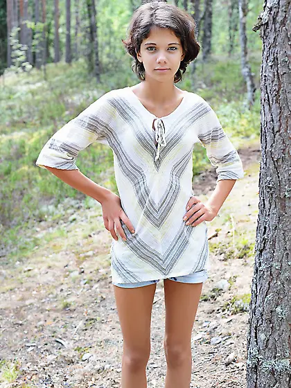 Fresh teen by the car