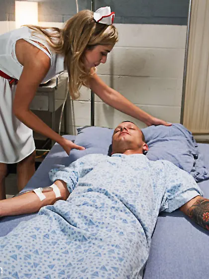 Blonde nurse caught horny