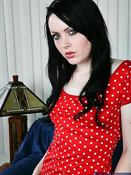 Reagan Maddux drops down her red dress, giving head and gets fuc