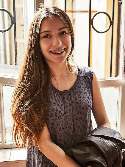 Denim shorts brunette with perky tits gets naked after a quick s