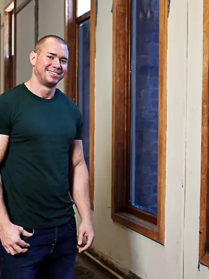 Built guy tied ropes