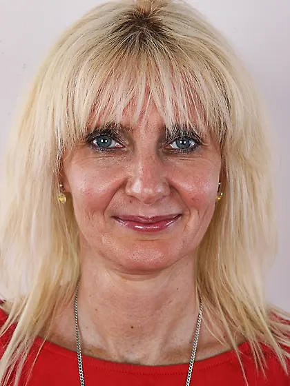 Mature chick takes red